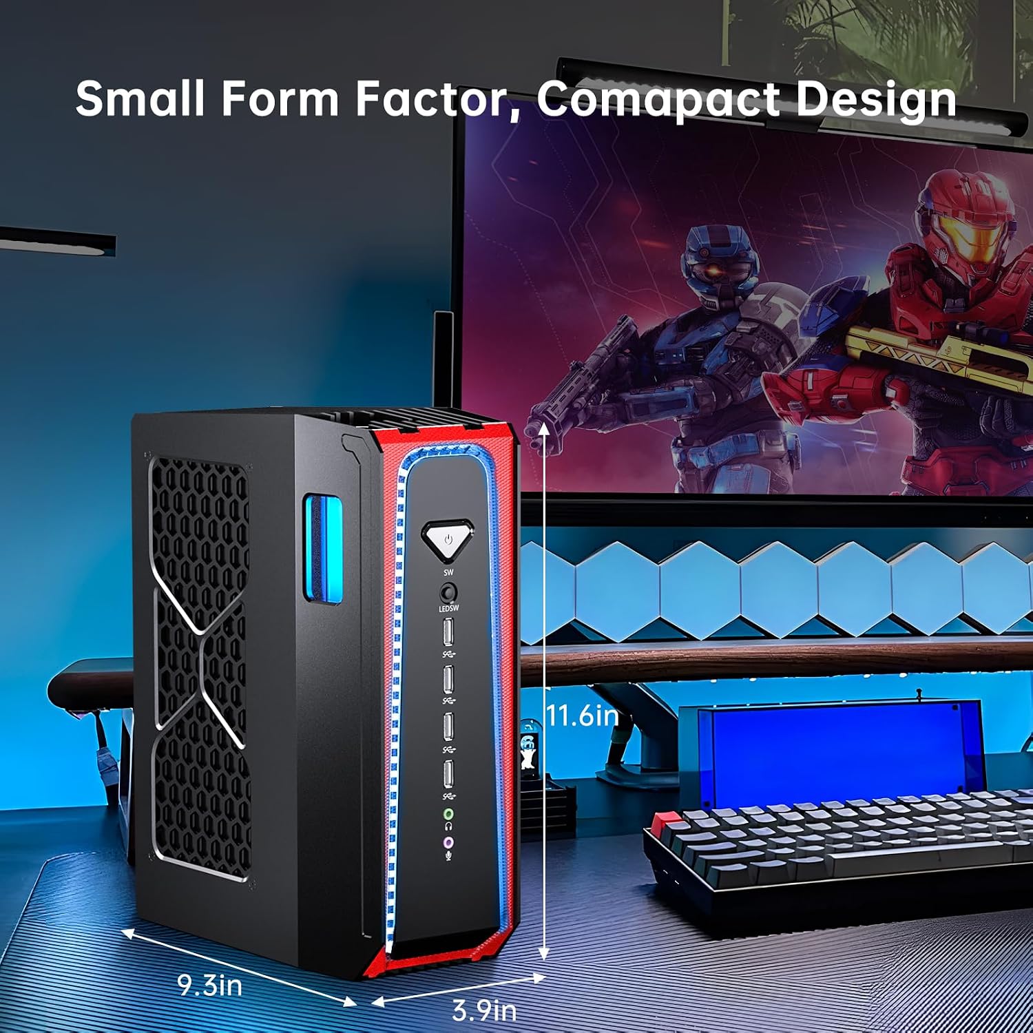 msecore Mini AI PC Liquid Cooled, 14th Gen Core i9-14900F with 64G DDR5 RAM 1T PCIE4.0 SSD Desktop Computer, RTX5070 12G, 8K, 1*HDMI, 3*DisplayPort, Optical, WiFi 6e, Windows 11 Pro