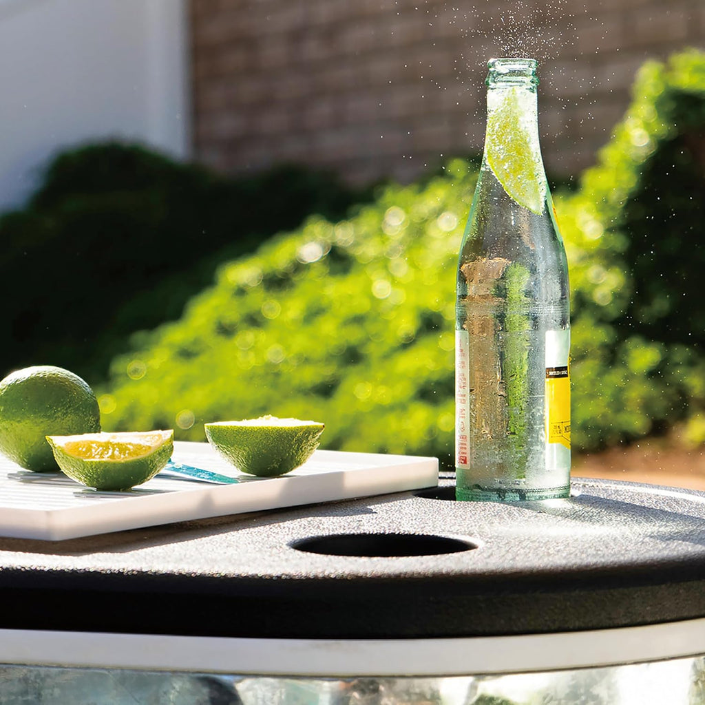 Permasteel Rolling Patio Cooler – Large Outdoor Ice Chest with Wheels, Beverage Cooler for Backyard, BBQ, Tailgate, Beach, Parties, Rustic Farmhouse Design