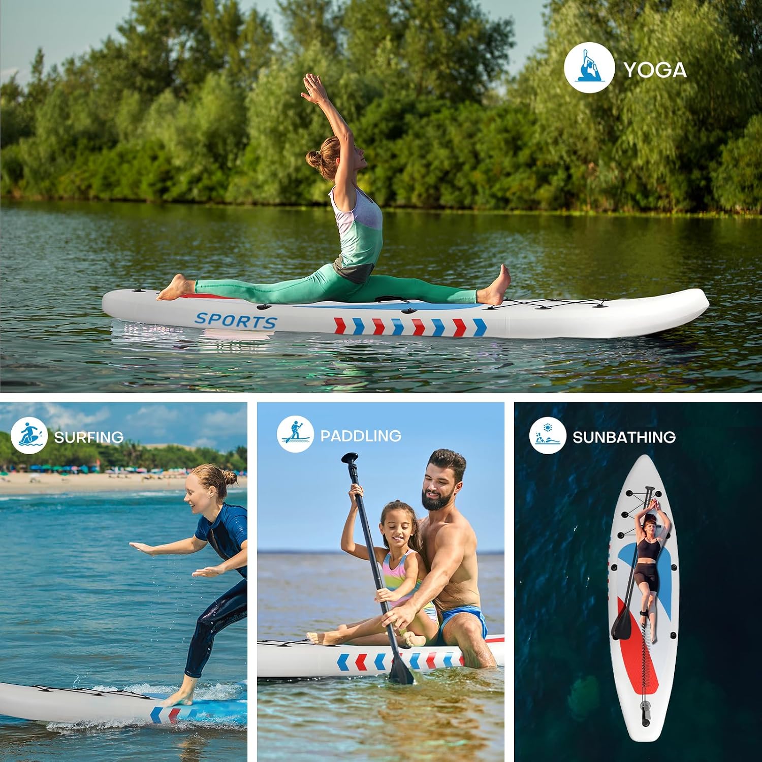 Panana Inflatable Stand Up Paddle Board, 10' SUP Paddleboard Kayak, Blow Up Paddle Boards for Adults Youth with Accessories Kit Anti-Slip EVA Deck