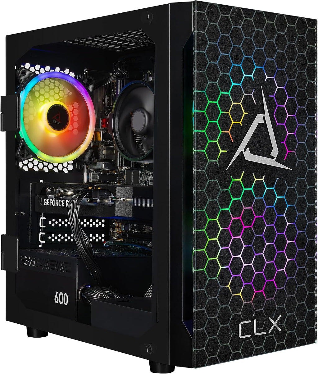 CLX Set Gaming PC - AMD Ryzen 5 8400F 4.2GHz, GeForce RTX 5060, 2TB NVMe M.2 SSD, 32GB DDR5 RGB Memory, CPU air Cooler, WiFi, Windows 11 Home, Black