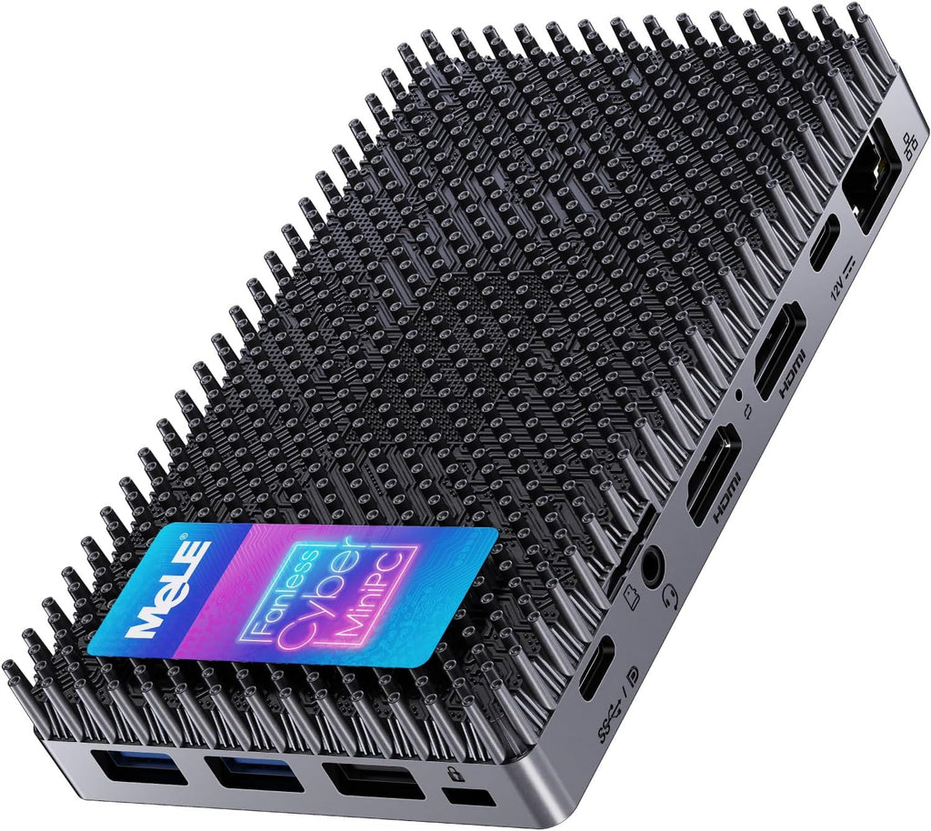 MeLE Mini PC Cyber X1 - N150, Fanless PC, 8GB RAM, 128GB Storage, 2.4/5G Wi-Fi, Full-Functional USB-C, 4K Triple Display Desktop on Home, Office, Education, Astrophotography
