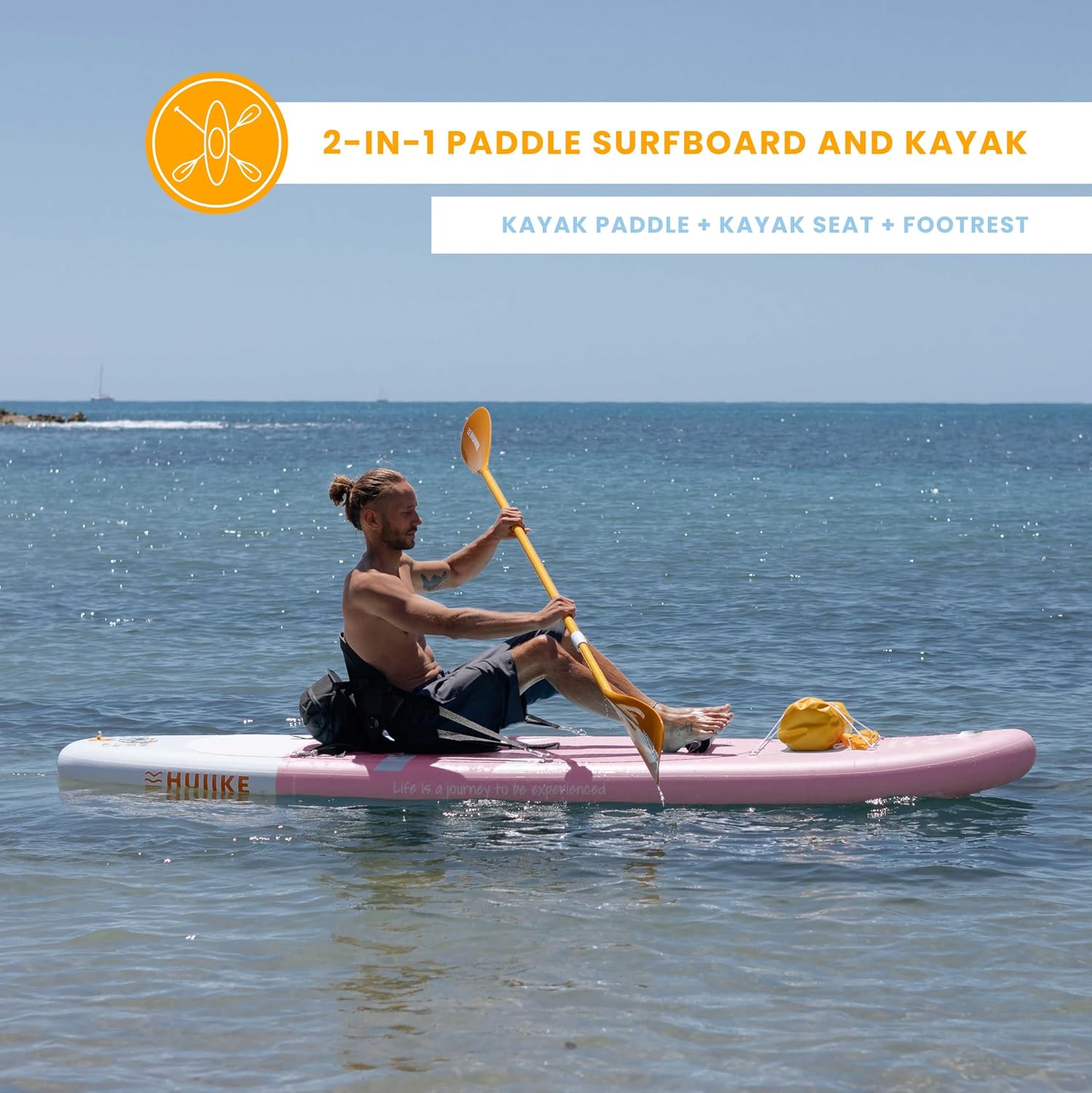 HUIIKE Inflatable Paddle Board for Adults with Accessories Included, Oar, Fins, Pump. Stand Up Paddleboard Great Stability and Resistance. 10' x 33' x 5.9', Maximum Load 286 lb