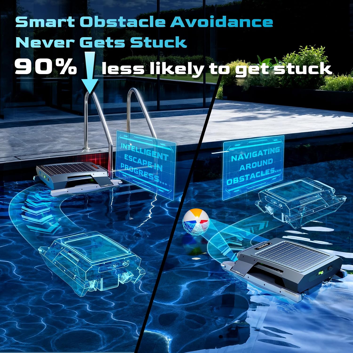 P1 Solar Pool Skimmer Cleaner Robotic for Surface with Solar & DC Charging,24/7 Continuous Cleaning,Anti-Stuck Smart Obstacle Avoidance,Dual Clean Mode Auto Switch,No Privacy Collection