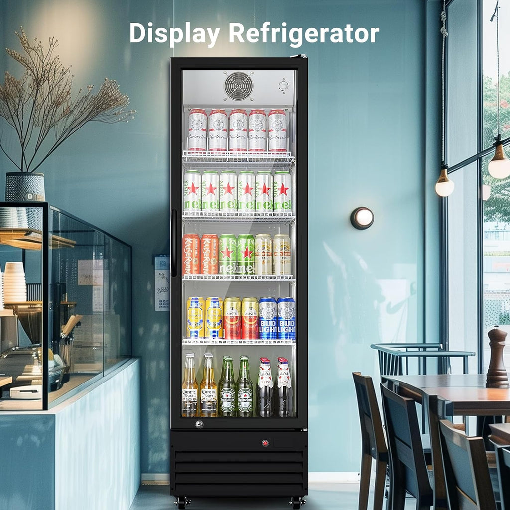 BODEGA BODEGACOOLER 9 Cu.Ft Commercial Beverage Refrigerator with Glass Door,Display Drink Refrigerators fridge for Beer Display Drink Cooler Rapid Cooling & Quiet for Bar Restaurant Office Store Use
