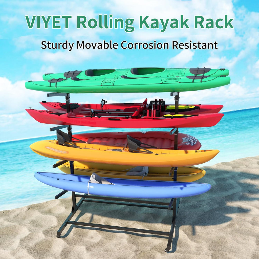 Heavy-Duty Kayak Storage Rack for Garage & Outdoor, Adjustable Kayak Racks for Kayak, Canoe, Surfboard & Paddleboard,Durable Outdoor Kayak Storage Rack（Black）