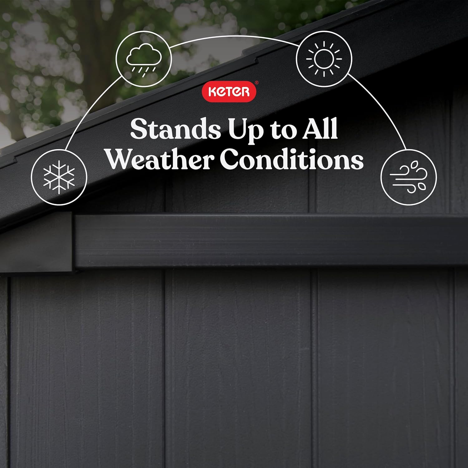 Keter Newton Plus 7.5x11 Ft All-Weather Storage Shed with Skylight, Window, Built-in Ventilation, Customizable Walls, & Lockable Double Doors, Graphite