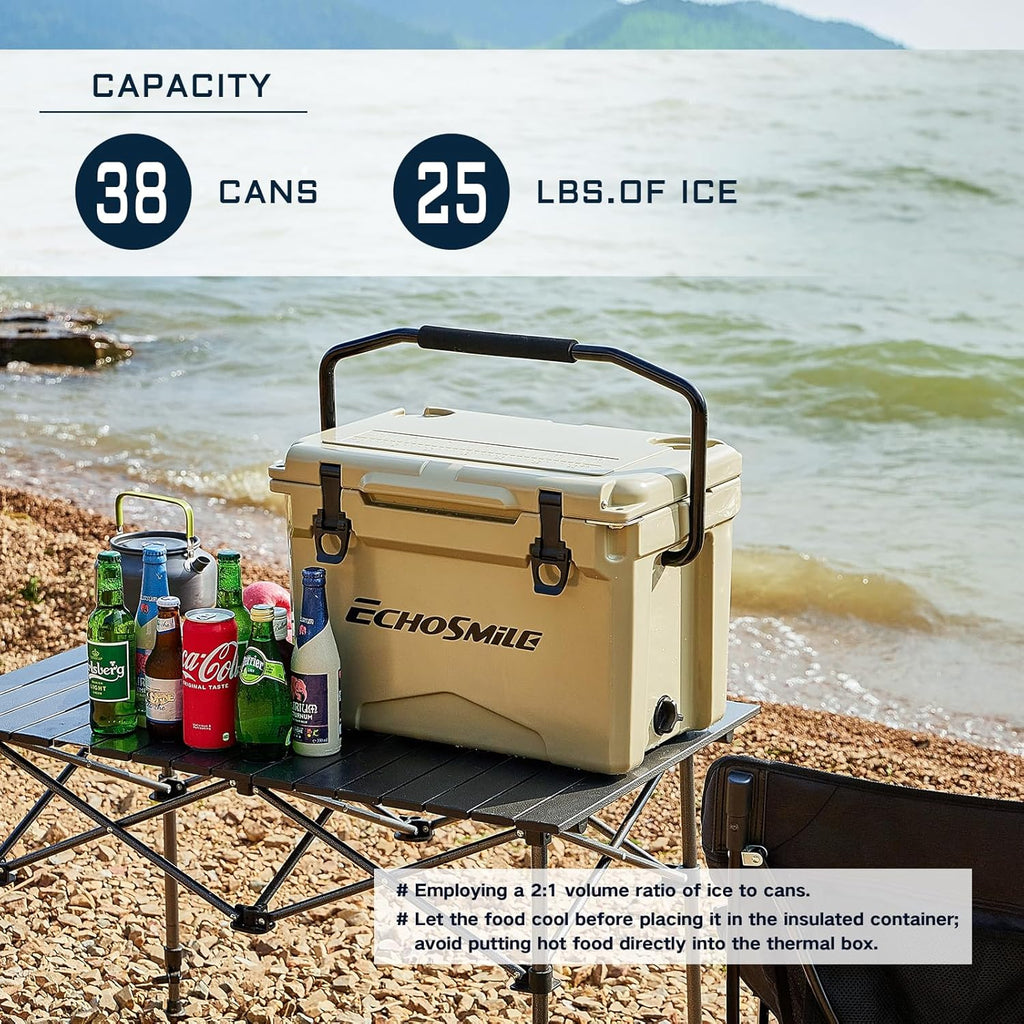 EchoSmile 25/30/35/40/60/75 Quart Rotomolded Cooler, Built to Stand up to The Rigors of The Journey