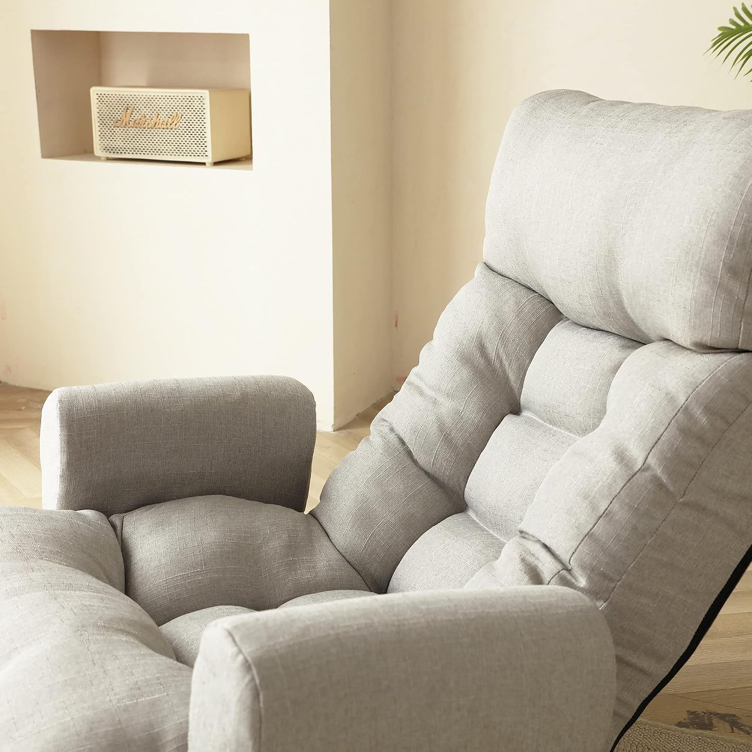 360° Swivel Floor Gaming Chair, Floor Chair, 14 Adjustable Head Segments 3 Waist Segments, Ergonomic Recliner for Gaming Reading Living Room, Includes Footrests (Beige)