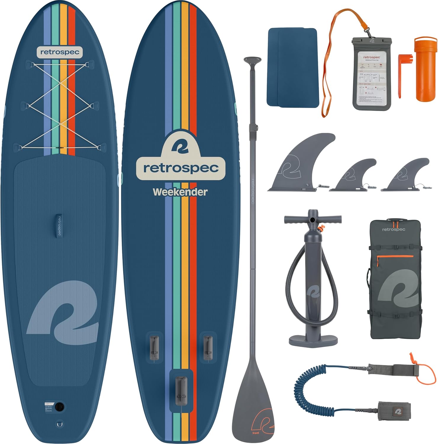Retrospec Weekender Inflatable Stand Up Paddle Board Includes Paddle, Pump, Travel Bag and Accessories 10'6' Lightweight Inflatable SUP, Puncture Resistant Inflatable Paddle Board for Adults