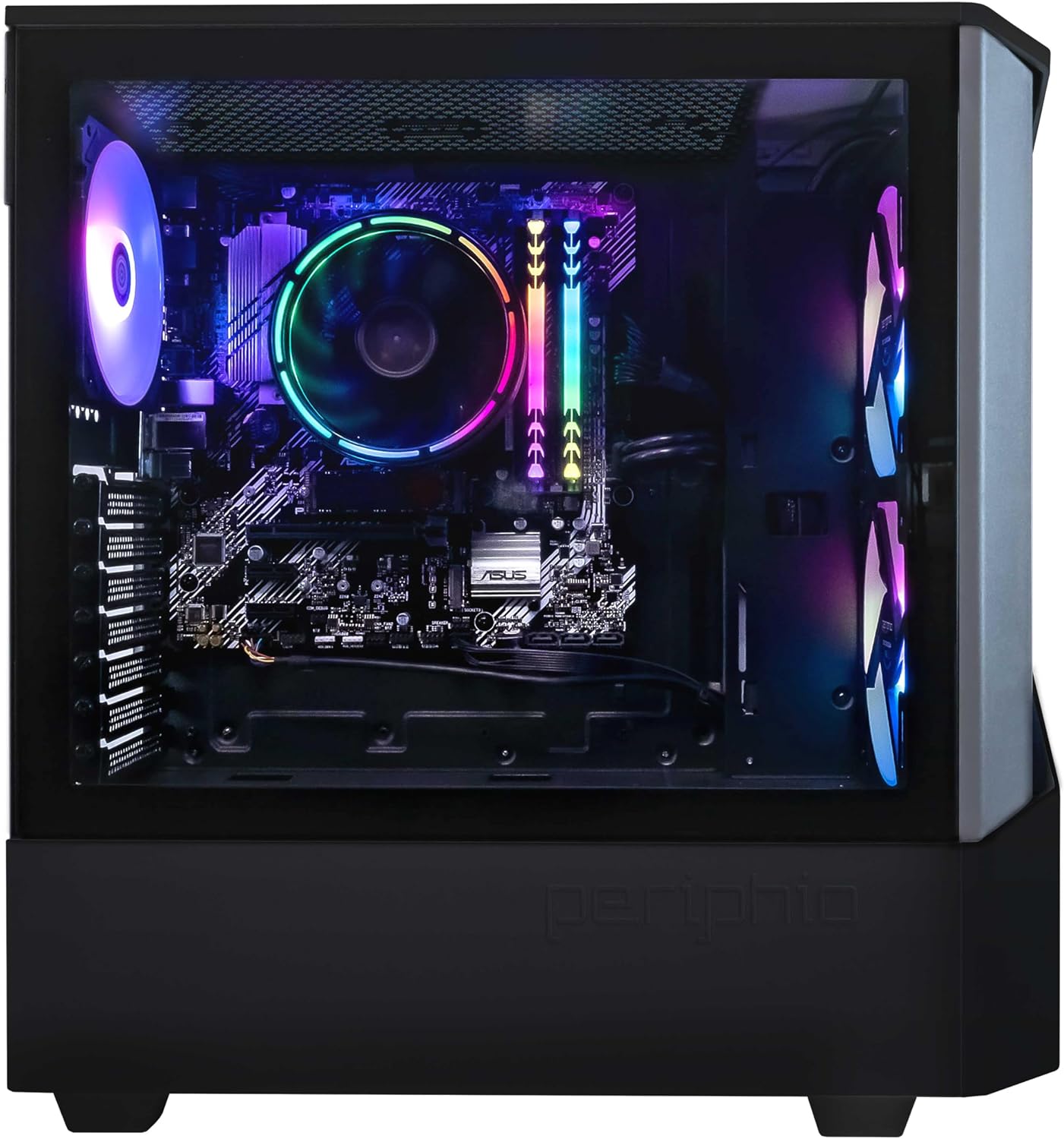 Periphio Reaper Gaming PC, AMD Ryzen 7 5700G up to 4.6 GHz with Radeon Vega 8 Graphics, 16GB DDR4 RAM, 1TBNVMe SSD, WiFi, Windows 11 Home Desktop Computer, RGB, Black, 1080p PC Gaming