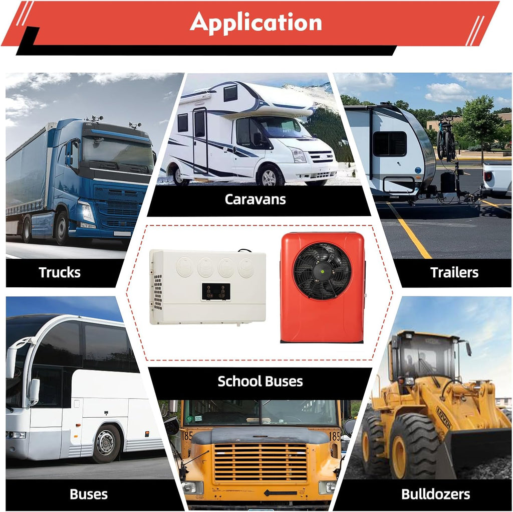 Air Conditioner Kit, 12000 BTU Truck Bus RV Air Conditioner 12V Universal Electric A/C Unit Cab Cooling - Portable Split AC for Semi-Truck Trailer Bus Camper Pickup Motorhome