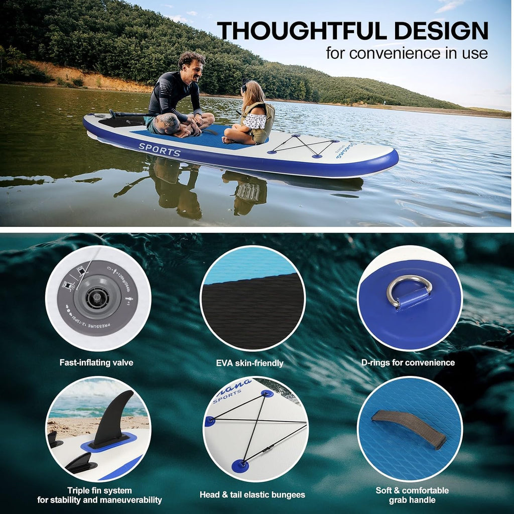 Panana Inflatable Stand Up Paddle Board, 10' SUP Paddleboard Kayak, Blow Up Paddle Boards for Adults Youth with Accessories Kit Anti-Slip EVA Deck