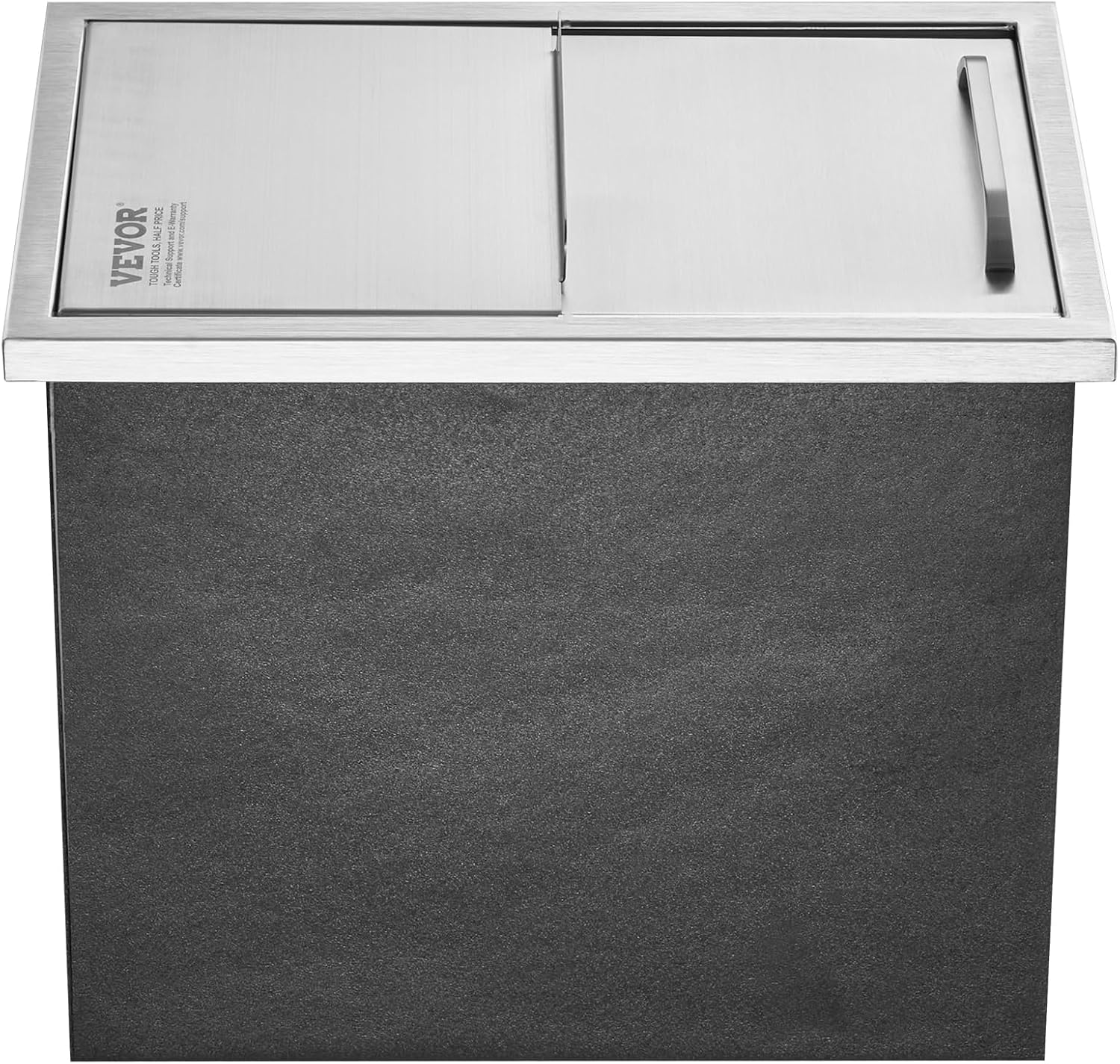 VEVOR Drop in Ice Chest, 18'L x 12'W x 14.5'H Stainless Steel Ice Cooler, Commercial Ice Bin with Sliding Cover, 40.9 qt Outdoor Kitchen Ice Bar, Drain-pipe and Drain Plug Included, for Cold Wine Beer