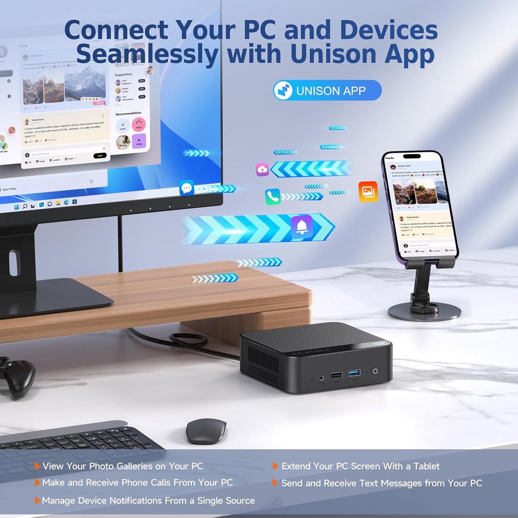 Mini PC,Twin Lake N150(Turbo 3.6Hz) 16GB DDR4 500GB M.2 SSD Dual LAN, Desktop Mini Computer 4K Dual HDMI Display, Wifi5, BT5.0, Built-in 45W Power Supply