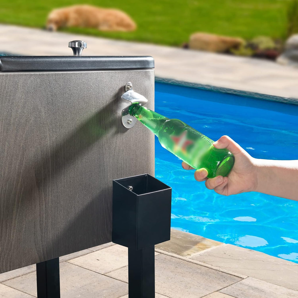VINGLI 80 Quart Rolling Ice Chest on Wheels, Patio Cooler Cart, Beverage Rolling Cooler for Outdoor Patio Deck Party