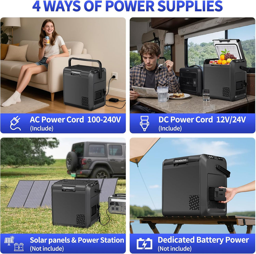 Car Refrigerator Freezer, 22QT Car Fridge Compressor Cooler for Vehicle Use, Dual Power 12V/24V DC & 110-240V AC, -4°F to 50°F for Truck, RV, SUV