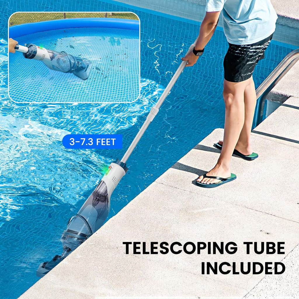 Enhulk Rechargeable Handheld Cordless Pool Vacuum for Above Ground Pool and Inground Pool, 60-Minute Runtime,Powerful Suction up to 18.5 gallons/min, Efficient Leaf and Debris Removal, PC10 Pro