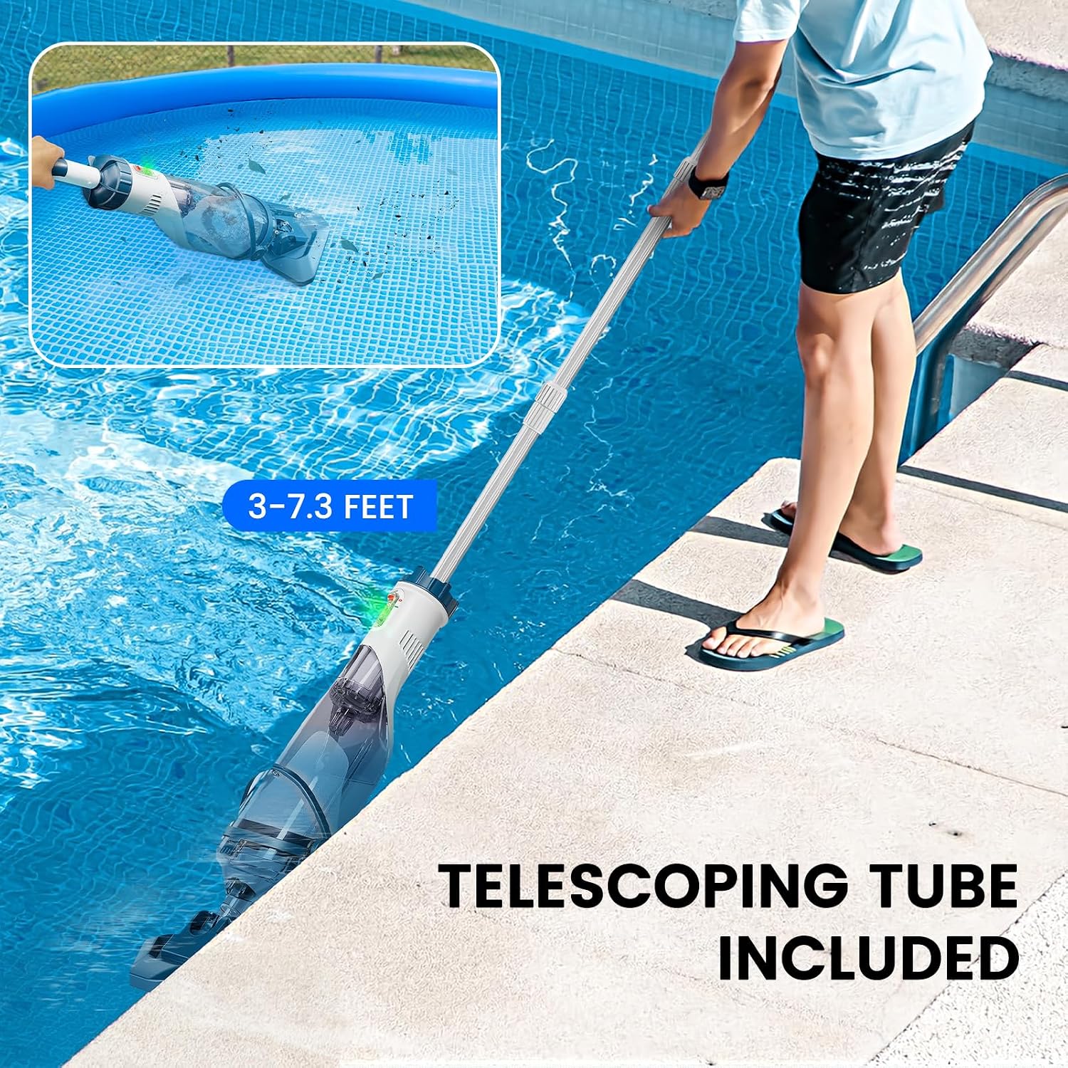 Enhulk Rechargeable Handheld Cordless Pool Vacuum for Above Ground Pool and Inground Pool, 60-Minute Runtime,Powerful Suction up to 18.5 gallons/min, Efficient Leaf and Debris Removal, PC10 Pro