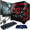 SAAV Drex Prebuilt Gaming PC Bundle Desktop Tower Intel Core i5-12400F GeForce RTX 3050 6GB GDDR6 Dual Curved 27in Monitors 16GB DDR4 512GB NVMe SSD WiFi 6 Windows 11 Black RGB Computer PC Gaming