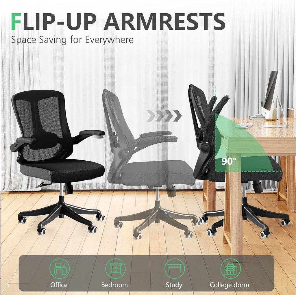 balmstar Executive Office Chair, Ergonomic Comfort Home Desk Chair, Mid Back Gaming Chair with Wheels, Adjustable Height, Lumbar Support, Flip-up Armrest with 350LBS Capacity
