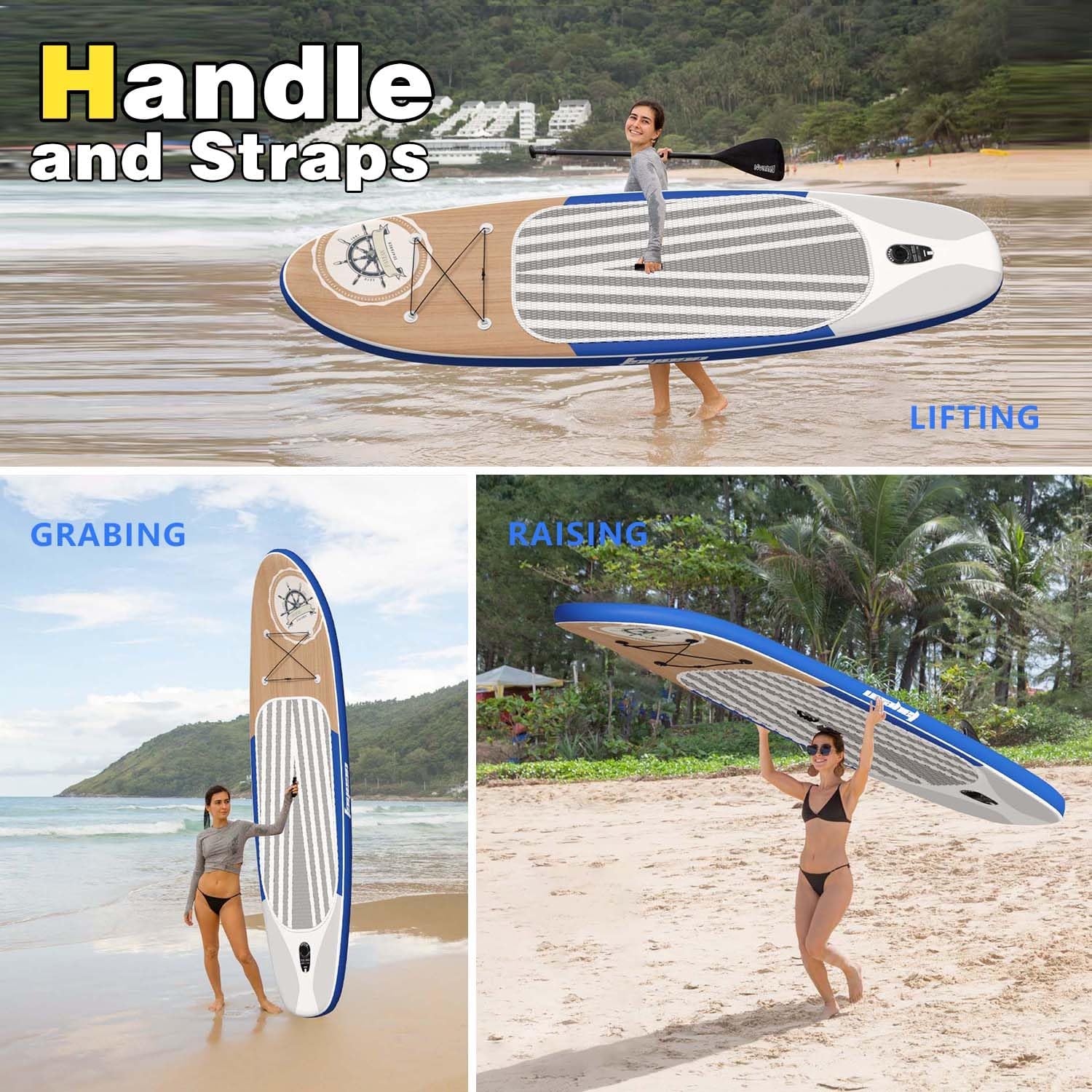 Inflatable Stand Up Paddle Board Non-Slip Deck, 11'×33'×6' Complete SUP Accessories for All Skill Levels, Wide Seat & Safety Leash, 3 Fins, Adjustable Paddle, Pump & Carrying Backpack