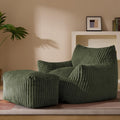 Gericco Oversized Bean Bag Chaise Lounge Chair Indoor for Adults with Armrests & Ottoman - Giant Comfy Green Beanbag Lazy Floor Sofa Cloud Accent Chair for Reading, Gaming, Cozy Plush Cloud Mini Couch