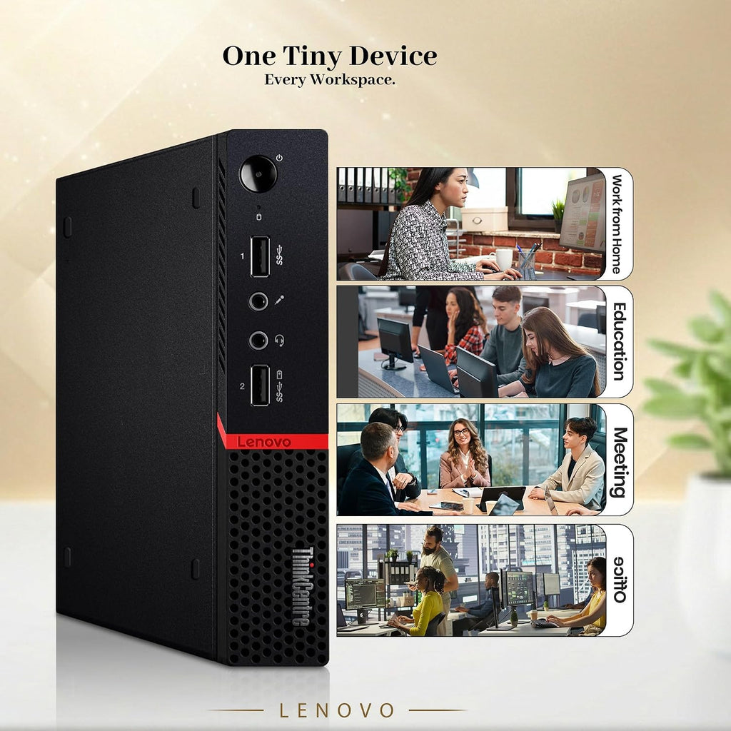 Lenovo ThinkCentre M715q Tiny Mini Desktop PC | AMD PRO A12-9800E | 16GB DDR4 RAM | 256GB SSD | New 24' LCD | Wi-Fi | Windows 11 Pro | Wireless Keyboard & Mouse | Compact Business Desktop (Renewed)