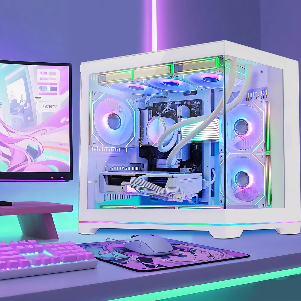 Ocean Park Gaming PC Desktop -AMD Ryzen 5 9600X 6-Core 3.9GHz -GeForce RTX 5060 8GB -32GB DDR5 RAM -1TB PCIe SSD -850W PSU -360mm AIO & APP RGB Fan Control -WiFi & BT -Windows 11 -White