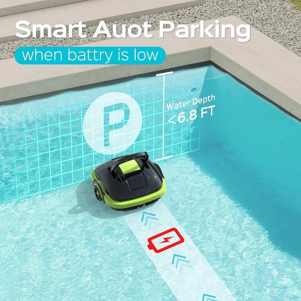 WINNY POOL CLEANER Cordless Robotic Pool Cleaner, Automatic Pool Vacuum with Powerful Suction, Dual-Motor,Self-Parking, Up to 538 Sq.ft,Ideal for Flat Above Ground Pools -Winny 200