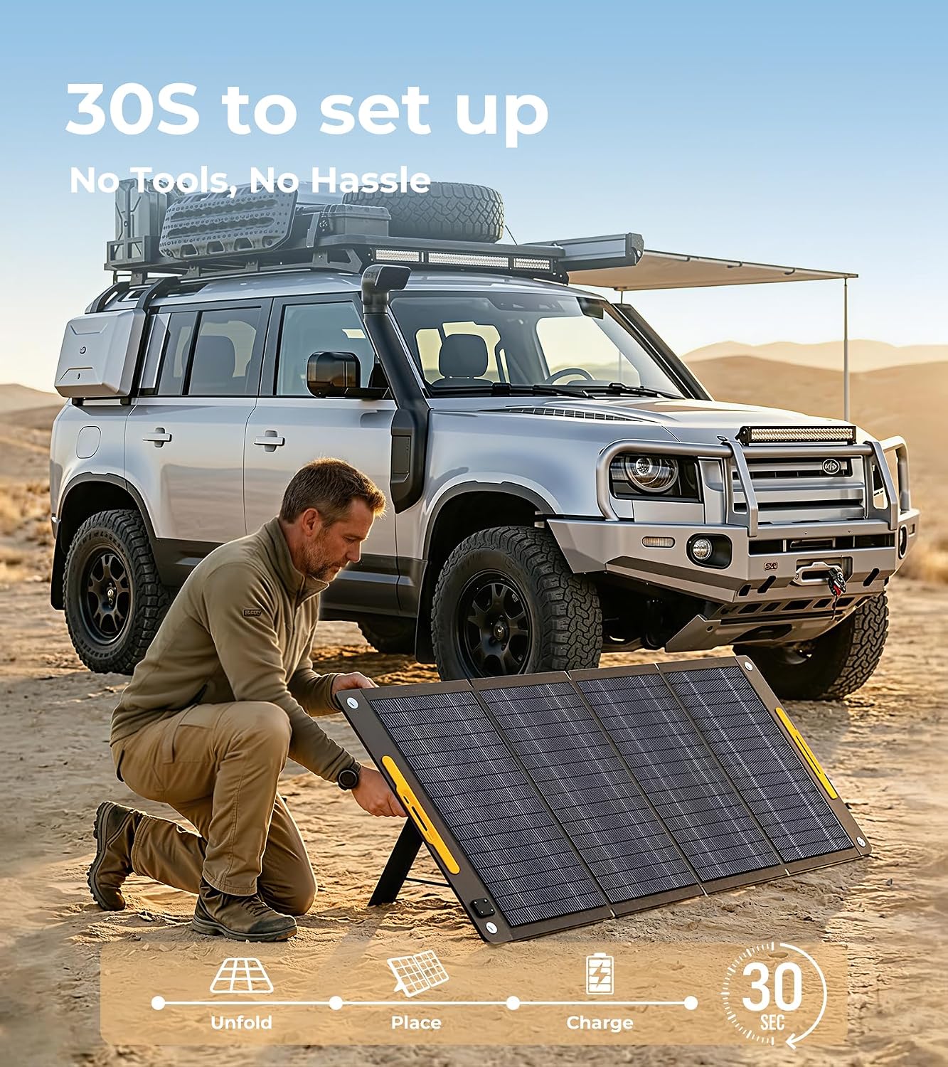 Lipower 200W Portable Solar Panels 18V, Foldable Solar Charger for Portable Power Station, IP68 Waterproof Foldable Solar Panel Power Backup for Generator, RV, Camping, Off Grid