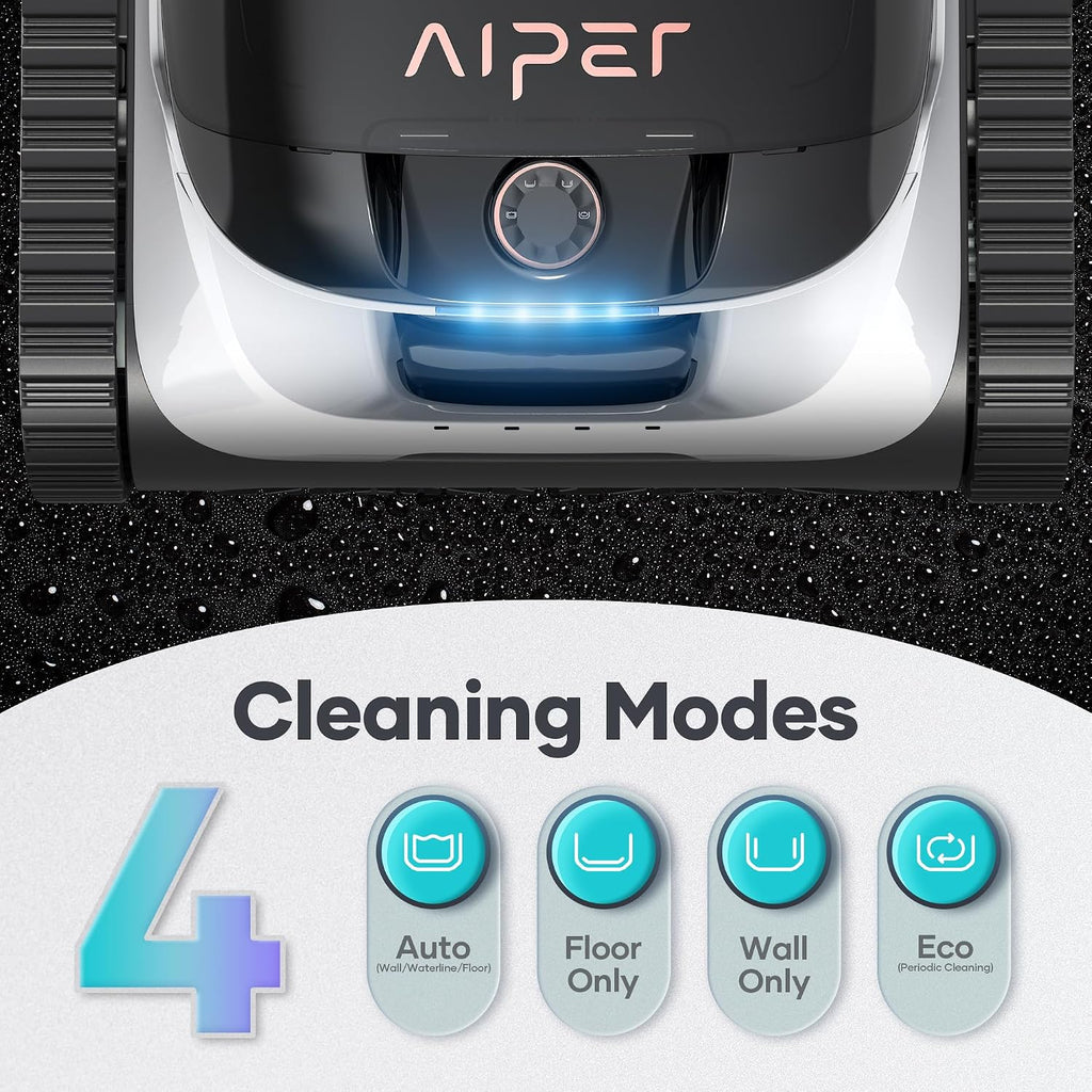 Aiper Scuba S1 Robotic Pool Cleaner, Wall & Waterline Cleaning, Cordless Pool Robot with 4 Modes, Smarter Navigation with High-Precision Sensors（Renewed）