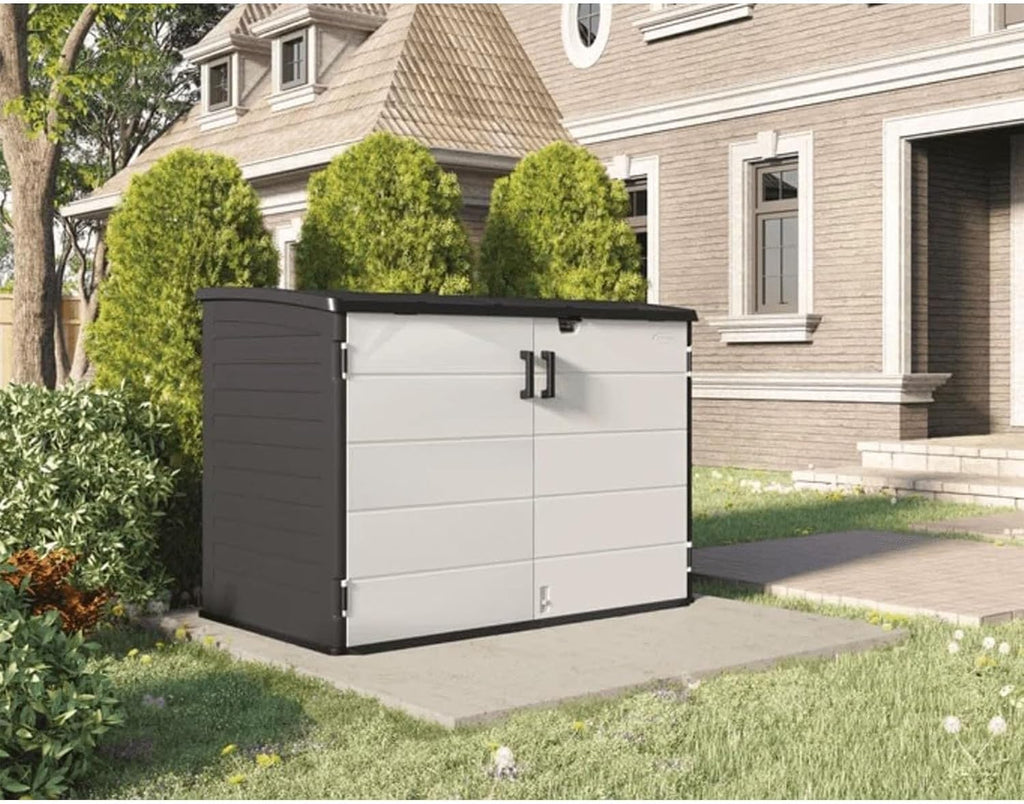 Suncast BMS4780 Stow-Away Horizontal Shed with Floor - Peppercorn