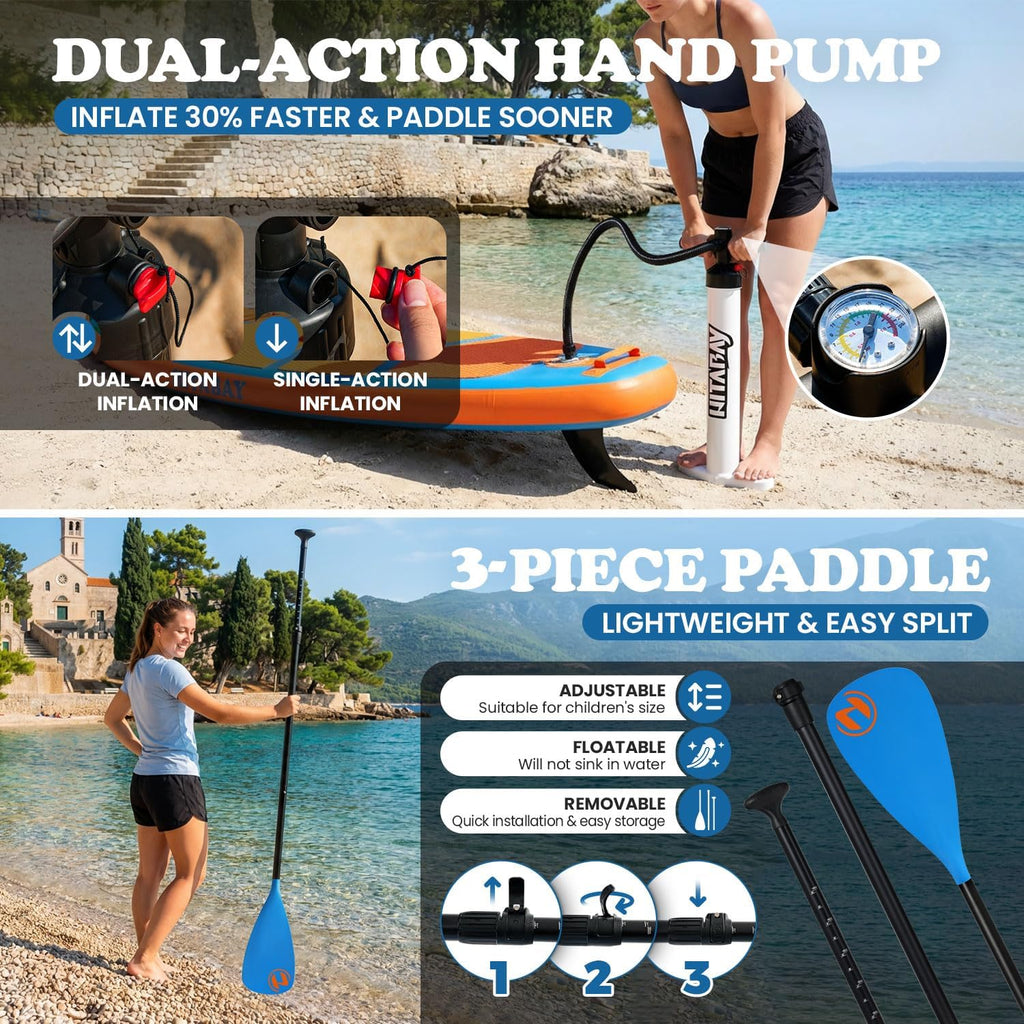 Inflatable Stand Up Paddle Board 10'6' All-Around SUP Kit - Lightweight (16 lbs), Stable & Durable, Camera Mount & Complete Accessories - SUP Board for Beginners & All Skill Levels