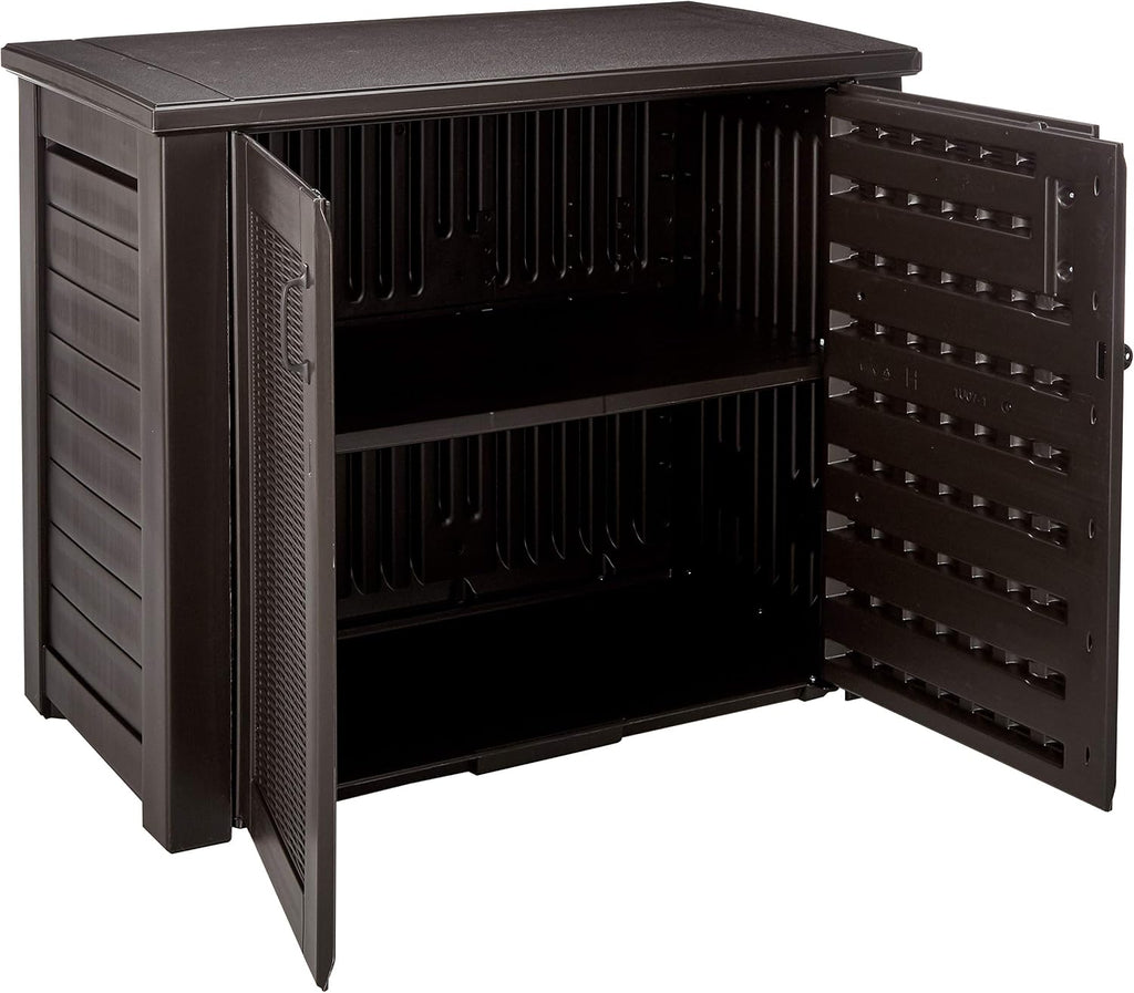 Rubbermaid 123-Gallon Storage Deck Box and Suncast 33-Gallon Trash Can Outdoor Storage Bundle