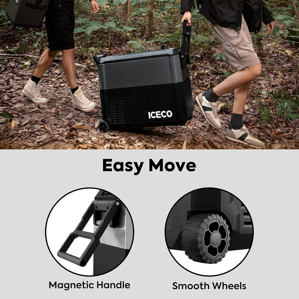 ICECO JP40 Pro 12 Volt Car Refrigerator, Portable Fridge Freezer for Camping, Car Fridge Powered by SECOP, 12V refrigerator for Car & Home, DC 12/24V, AC 110/240V, Multi-directional Lid