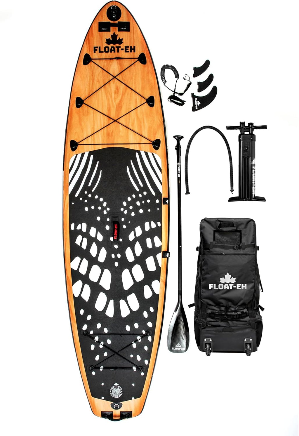 The Loon - Float-Eh Premium All-Around Inflatable 10'6'' Stand Up Paddle Board, Black
