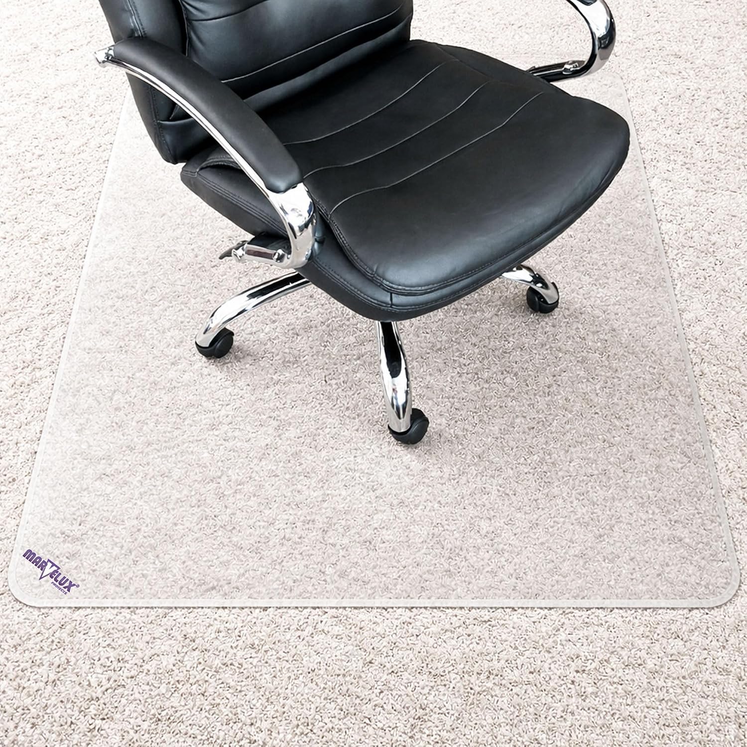 Marvelux Extra Thick Heavy Duty Polycarbonate Office Chair Mat & Floor Protector for Plush, High Pile & All Carpeted Floors & Hardwood Flooring, Clear Rectangular Chair Mat 35' x 47' x 1/5' Thick