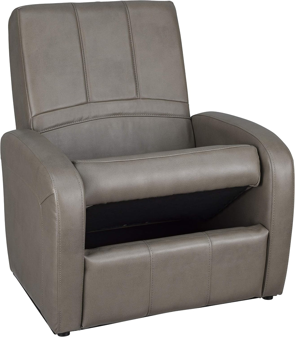 RecPro Charles RV Gaming Chair Ottoman Conversion | Built-in Storage | RV Furniture | Great for Teens for Teens | Putty