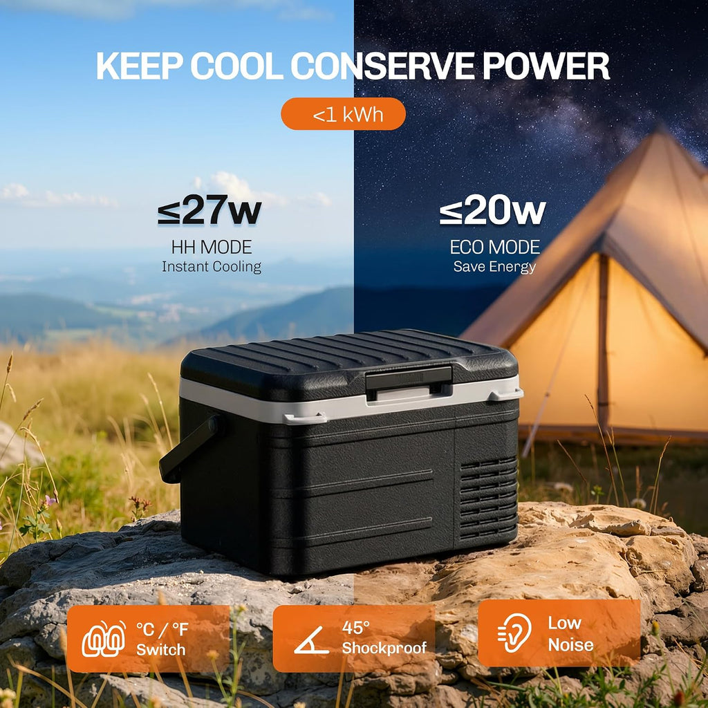 EKOJUCE 12 volt Car Refrigerator, 11 QT (10L) Electric Cooler, -4℉~68℉ Car Fridge, Car Freezer 12/24V DC & 100-240V AC, Portable Refrigerator for Outdoor, Truck, RV, Camping