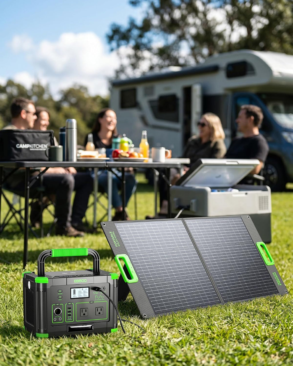 500W Portable Power Station with 100W Solar Panel, 519.48Wh Solar Generator Kit with 60W USB-C PD Output, 110V Pure Sine Wave AC Outlet Backup Lithium Battery for Outdoors Camping Travel Emergency