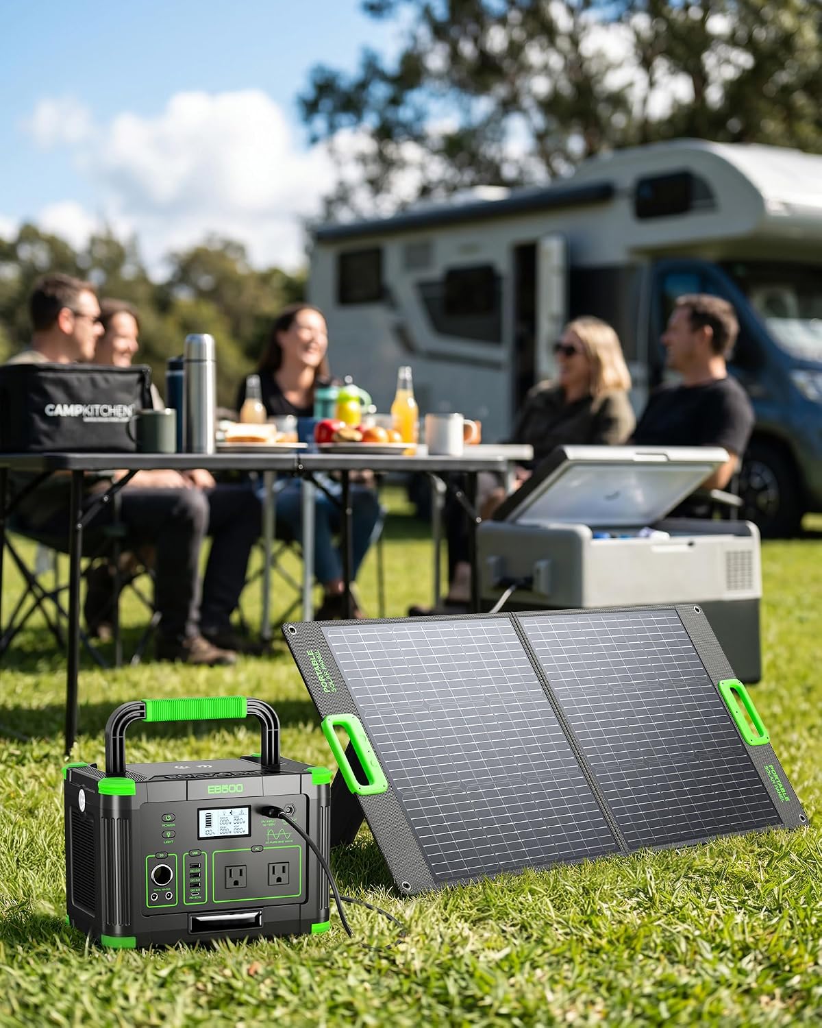 500W Portable Power Station with 100W Solar Panel, 519.48Wh Solar Generator Kit with 60W USB-C PD Output, 110V Pure Sine Wave AC Outlet Backup Lithium Battery for Outdoors Camping Travel Emergency