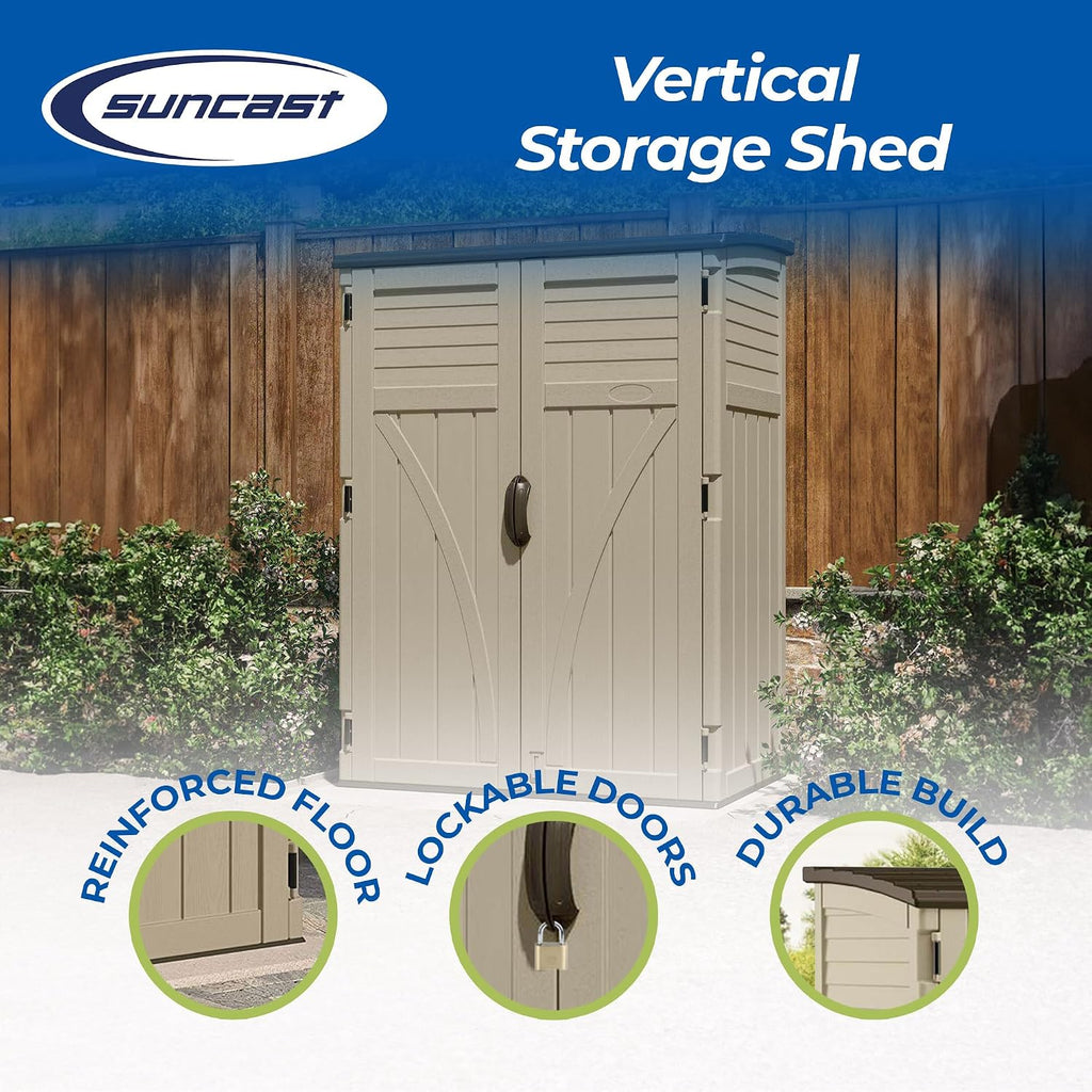 YITAHOME and Suncast Outdoor Storage Shed Bundle - 35 and 54 Cubic Foot Brown Resin Sheds