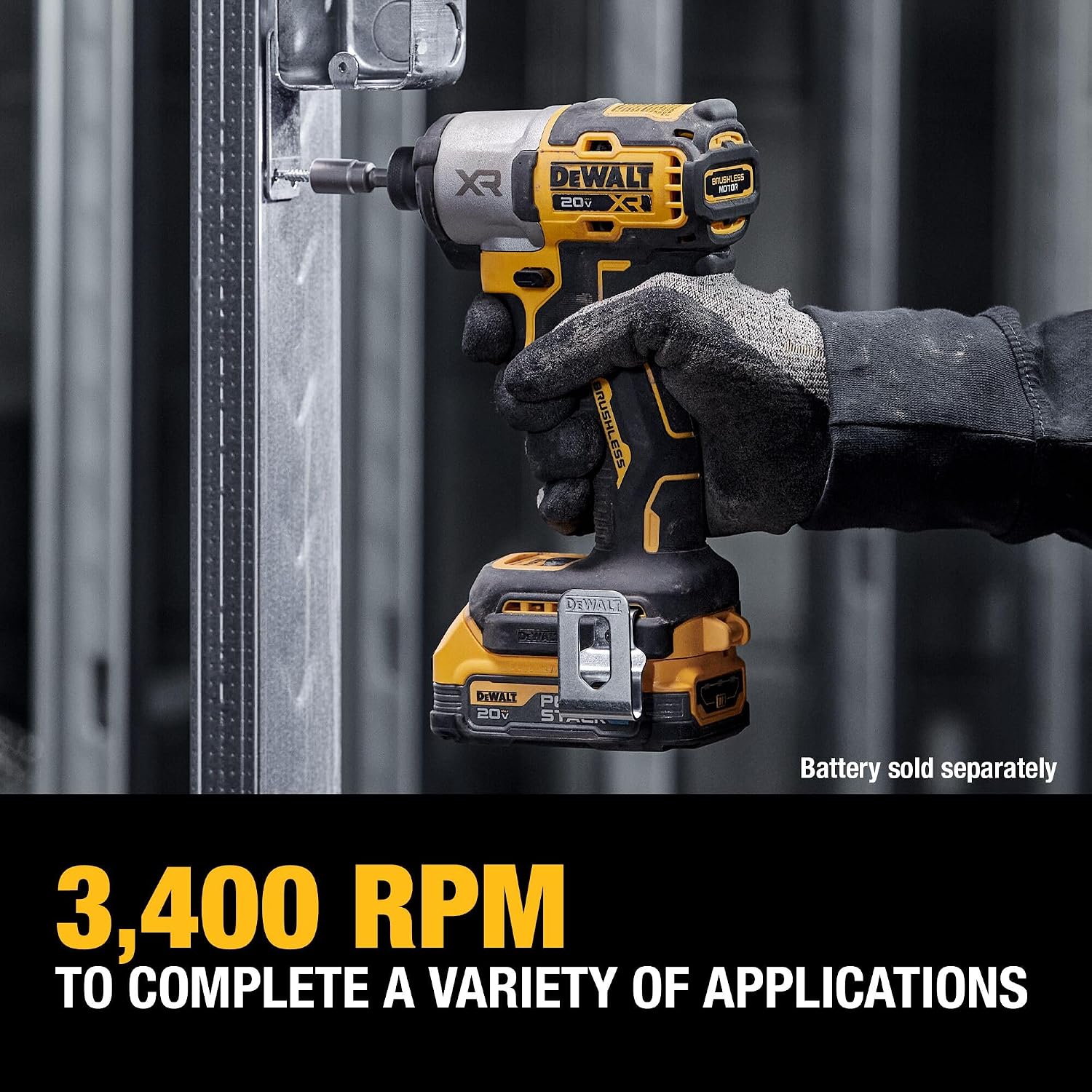 DEWALT 20V MAX XR Impact Driver, 1/4 Inch High Torque Brushless 3 Speed Premium Cordless with LED Light, Extended Runtime, Tool Only (DCF845B)