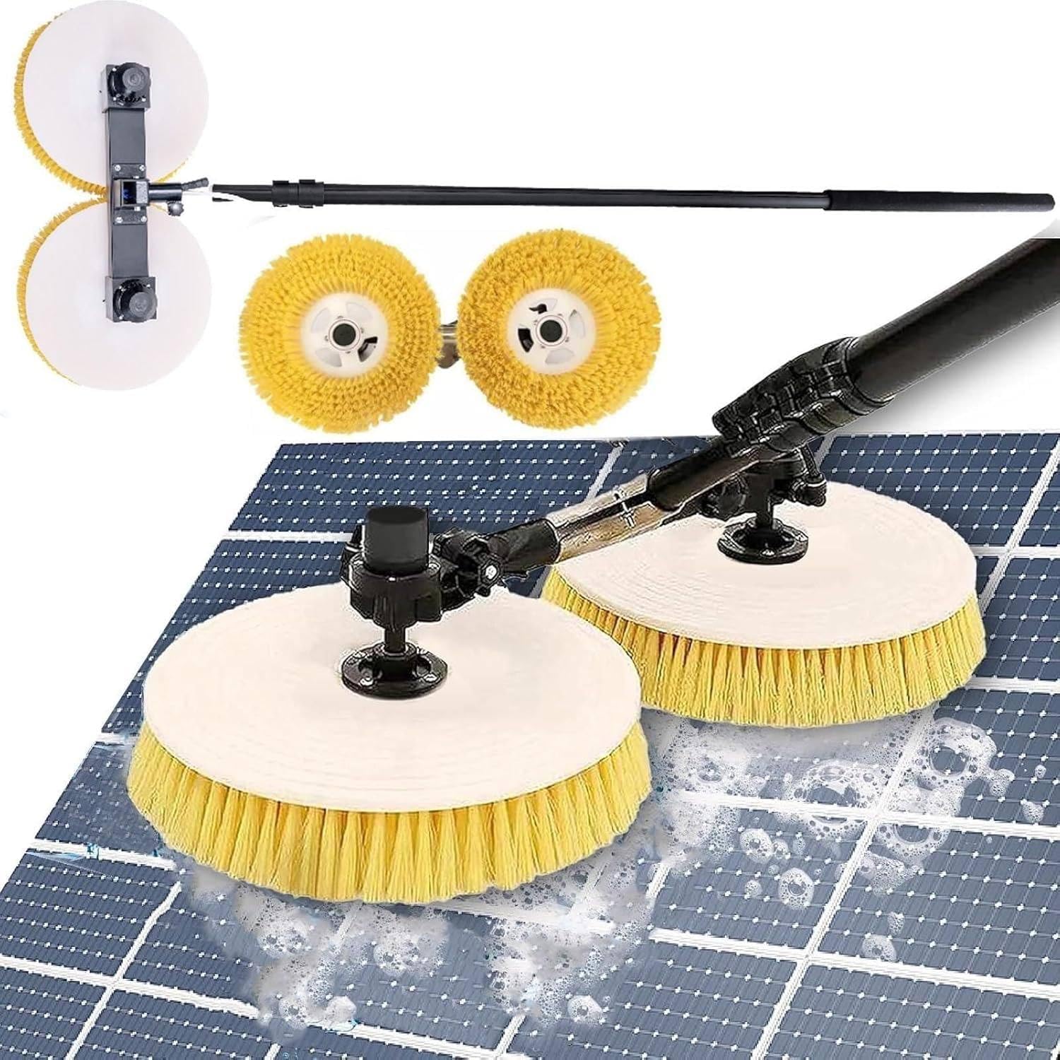Solar Panel Electric Cleaning Tool, House Water Fed Pole Kit, Electric Water Fed Kit, Extendable Water Fed Pool Cleaning Brush and Other Cleaning Activities,3.5m