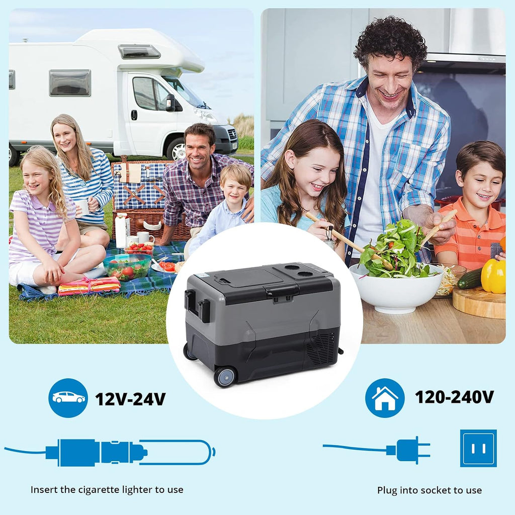 Portable Car Refrigerator/Freezer Electric Cooler Car Fridge, 12V Fridge for Car, 37 Quart -4℉-68℉ Portable Refrigerator for Home, Bar, Camping, Travel, Fishing, Outdoor