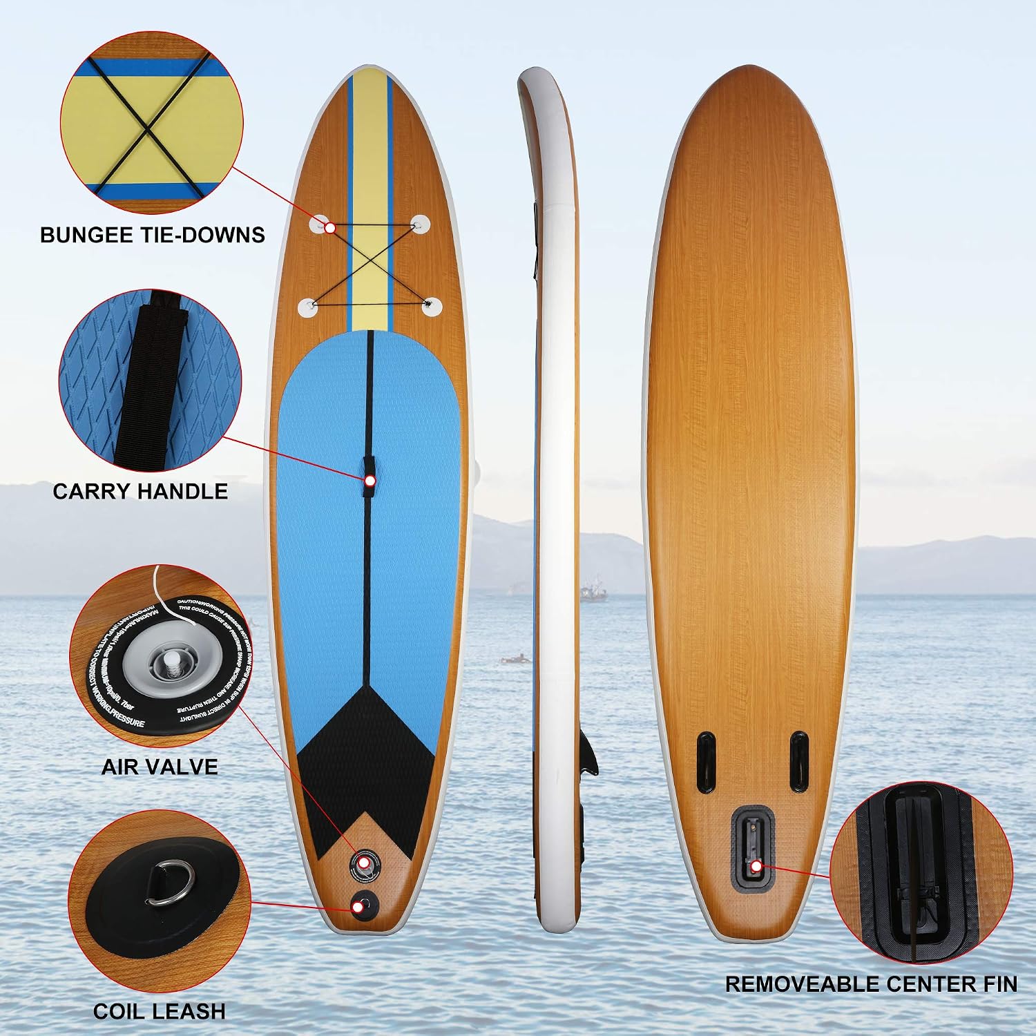 Inflatable Stand Up Paddle Board W SUP Accessories & Backpack Leash Double Action Hand Pump Repair Kit