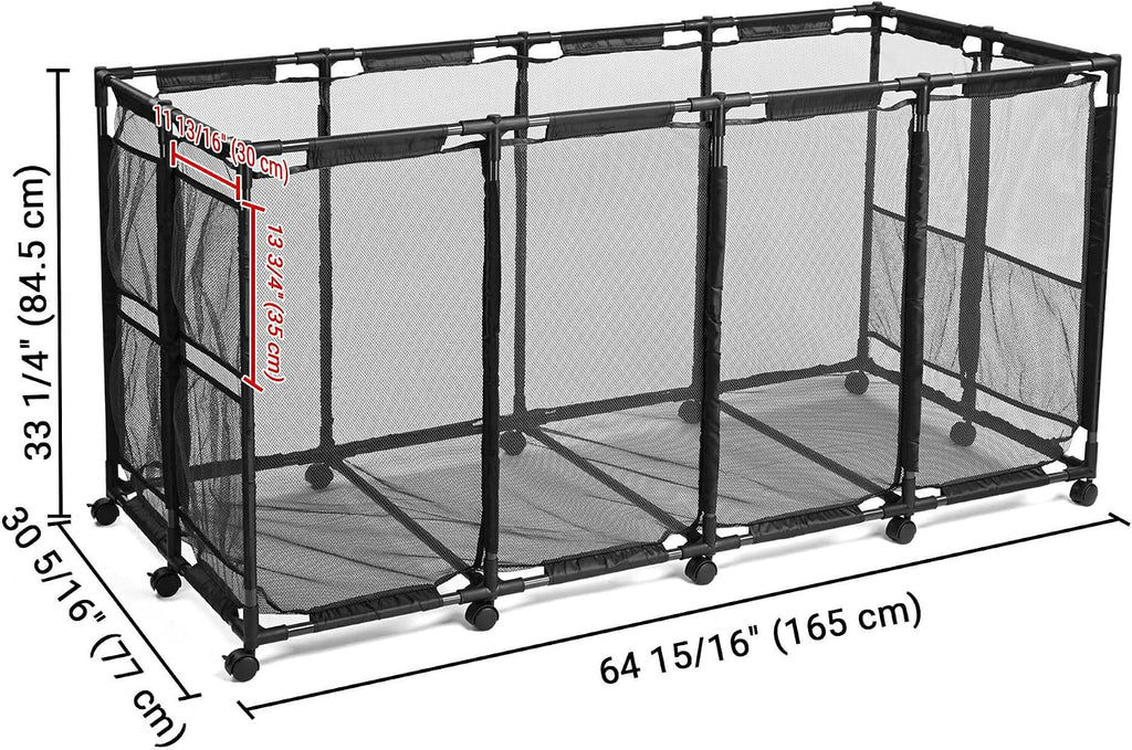 Yescom 280 Gallon Pool Float Storage Bin Basket with Blue Mesh Cover Replacement Net for Toy Raft Noodles Outdoor 65'x 30'x 33' Metal Frame 12 Wheels Rolling Organizer Cart