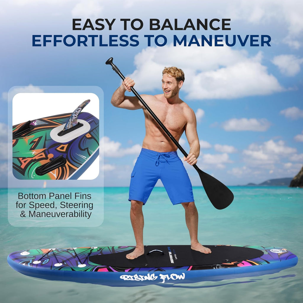 SereneLife Inflatable Stand Up Paddle Board and Detachable Seat - SUP Paddleboard Set for Adults and Youth, 32' Wide Design with Non-Slip EVA Deck Pad and Marine-Grade Materials, 350 lbs Capacity