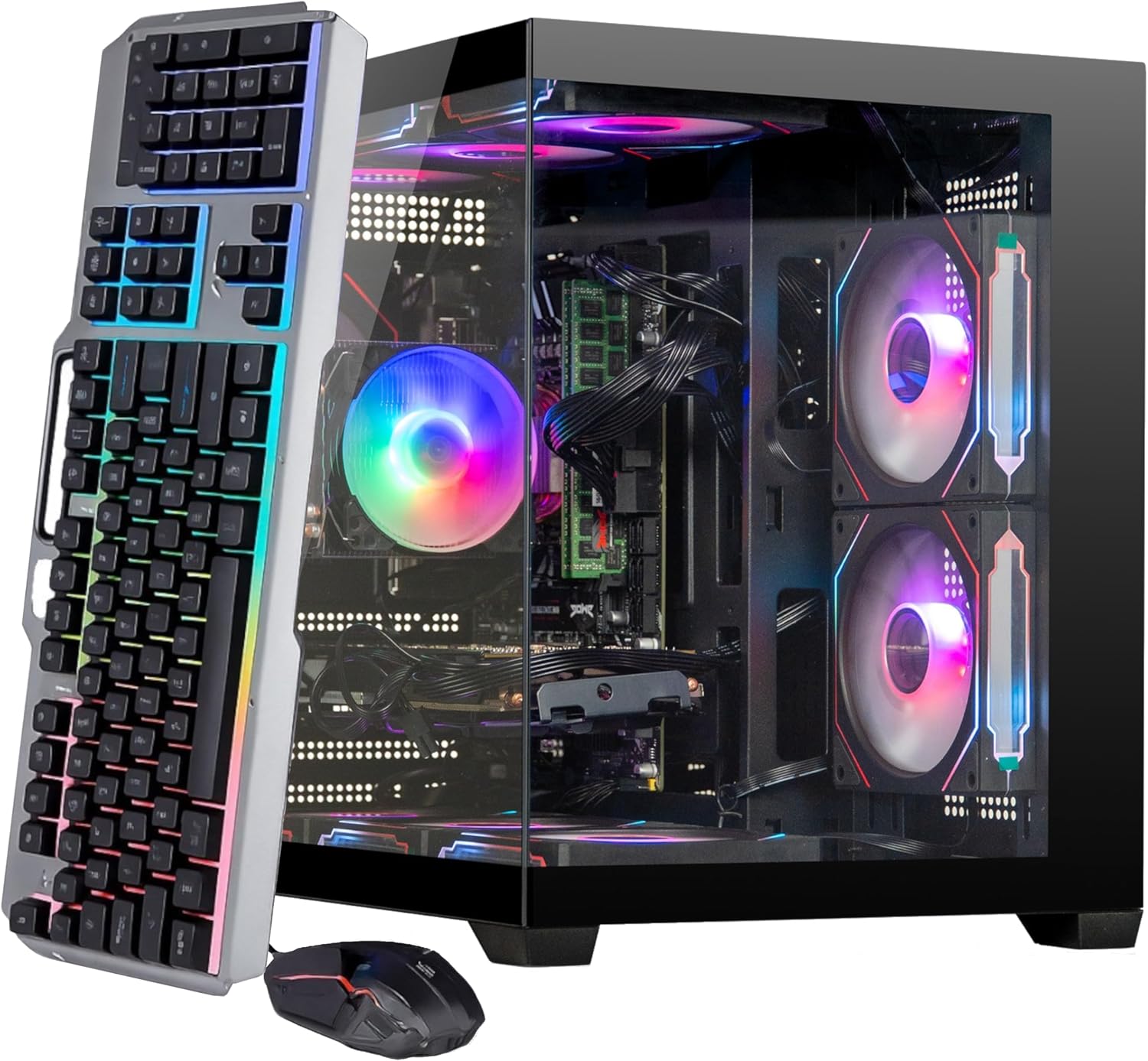 Gaming PC Desktop Liquid Cooled– i7-12700KF up to 5.0 GHz 12-Cores, RTX 3050, 32 GB DDR4, 1 TB NVMe SSD, Wi-Fi 6 & Bluetooth 5.4, 9× ARGB Fans, Win11 Pro, 650 W PSU, VR-Ready Streaming Desktop Tower