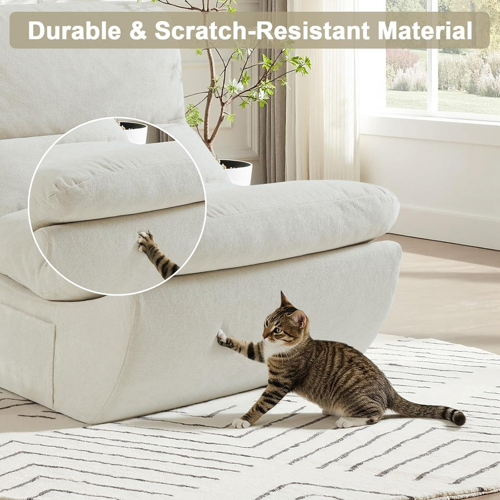 Comfy Reading Chair for Adults, Modular Sectional Sofa Bean Bag Chair, Cloud Boneless Couch Style with High Rebound Foam, Single Seat Compressible Sofa for Living Room & Bedroom, Beige